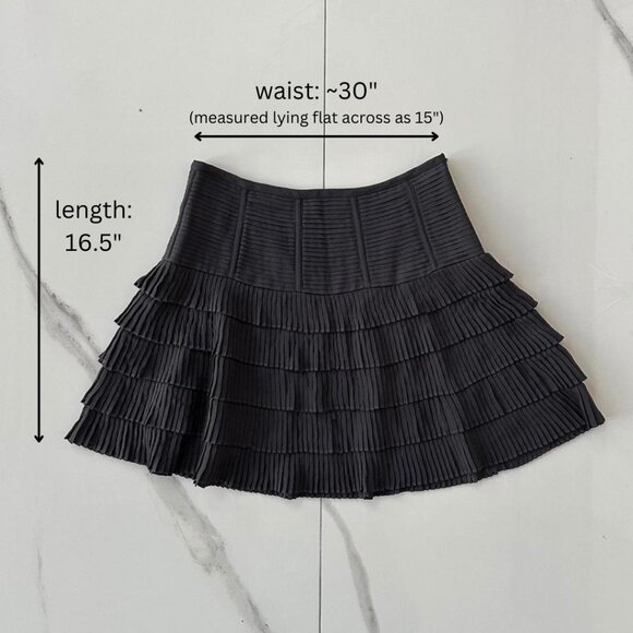 Club Monaco - Purple Gray Pleated Silk Mini Skirt - size 2 - Picture 6 of 10